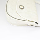 Christian Dior Honeycomb Canvas Shoulder Bag PVC Leather White Gold Auth ep6561-3