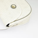 Christian Dior Honeycomb Canvas Shoulder Bag PVC Leather White Gold Auth ep6561-4