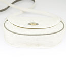 Christian Dior Honeycomb Canvas Shoulder Bag PVC Leather White Gold Auth ep6561-5