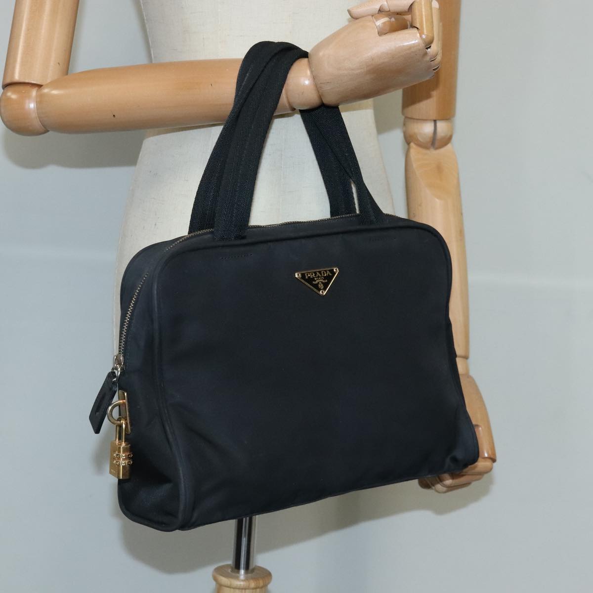 PRADA Hand Bag Nylon Black Auth ep6565