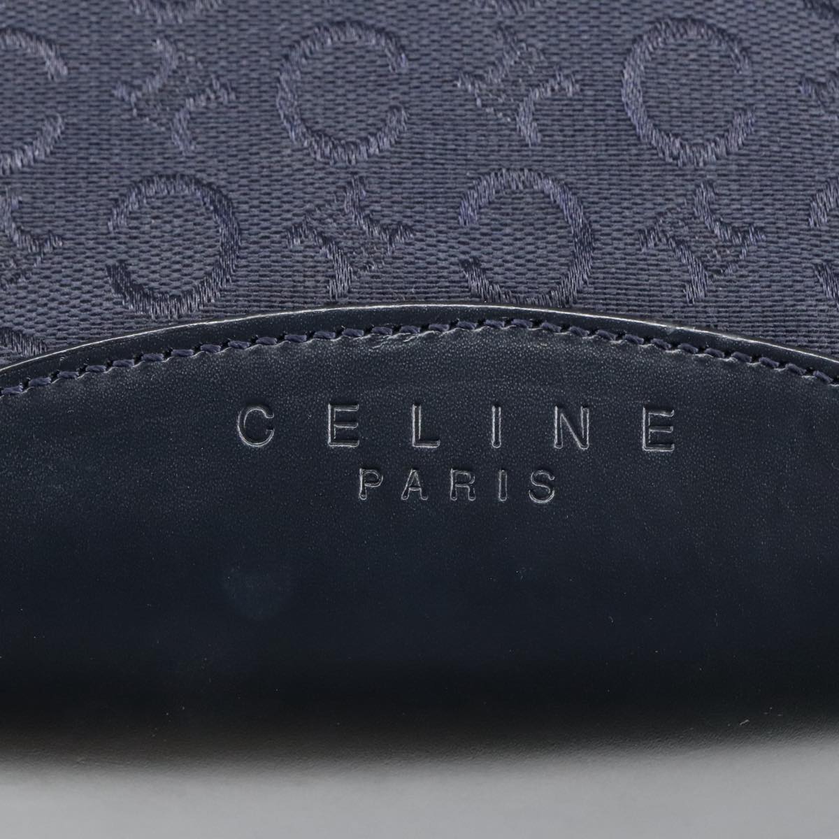 CELINE C Macadam Canvas Tote Bag Navy Gold Auth ep6572