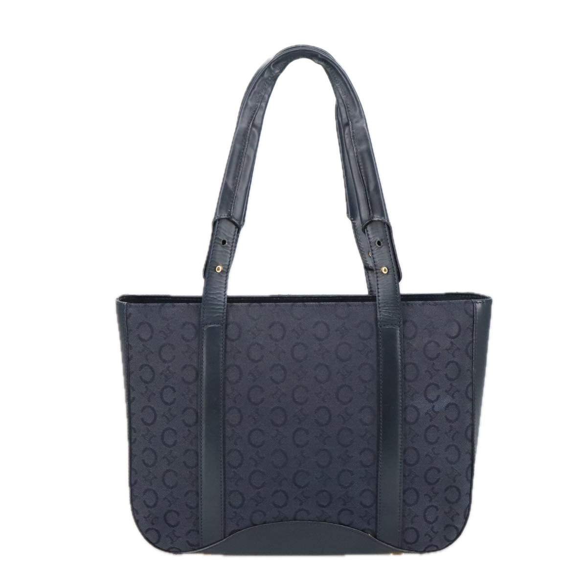 CELINE C Macadam Canvas Tote Bag Navy Gold Auth ep6572