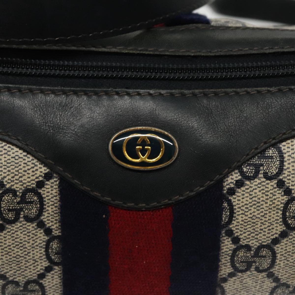 GUCCI GG Supreme Sherry Line Shoulder Bag PVC Navy Red 10 2 3840 Auth ep6578