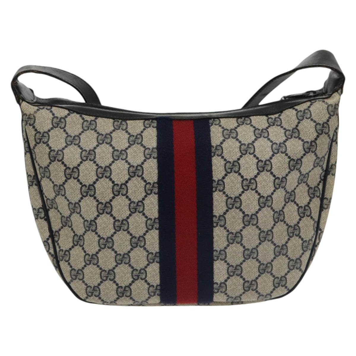 GUCCI GG Supreme Sherry Line Shoulder Bag PVC Navy Red 10 2 3840 Auth ep6578