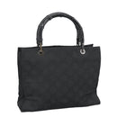 GUCCI Bamboo GG Canvas Hand Bag Nylon Black Silver 002 1016 2123 Auth ep6579-1