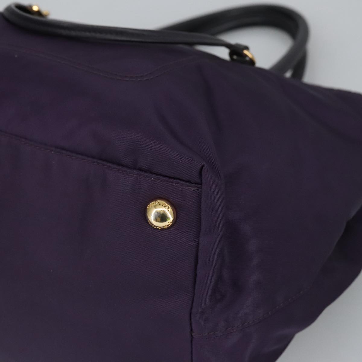 PRADA Hand Bag Nylon Purple Gold Auth ep6581