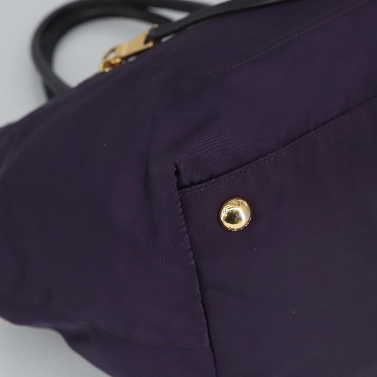 PRADA Hand Bag Nylon Purple Gold Auth ep6581