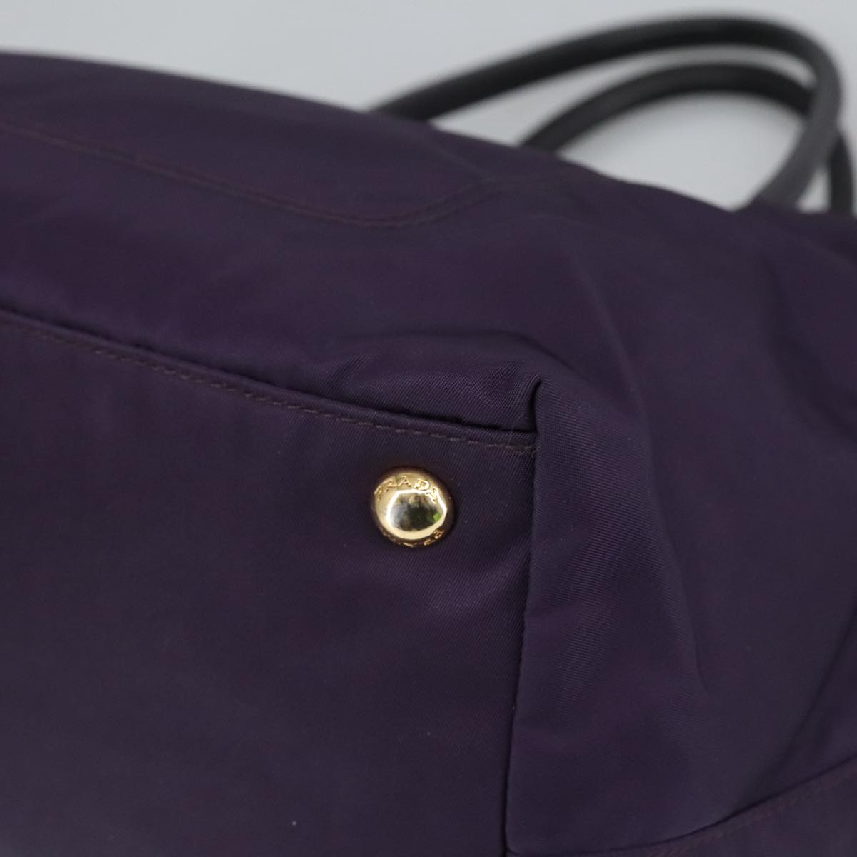 PRADA Hand Bag Nylon Purple Gold Auth ep6581