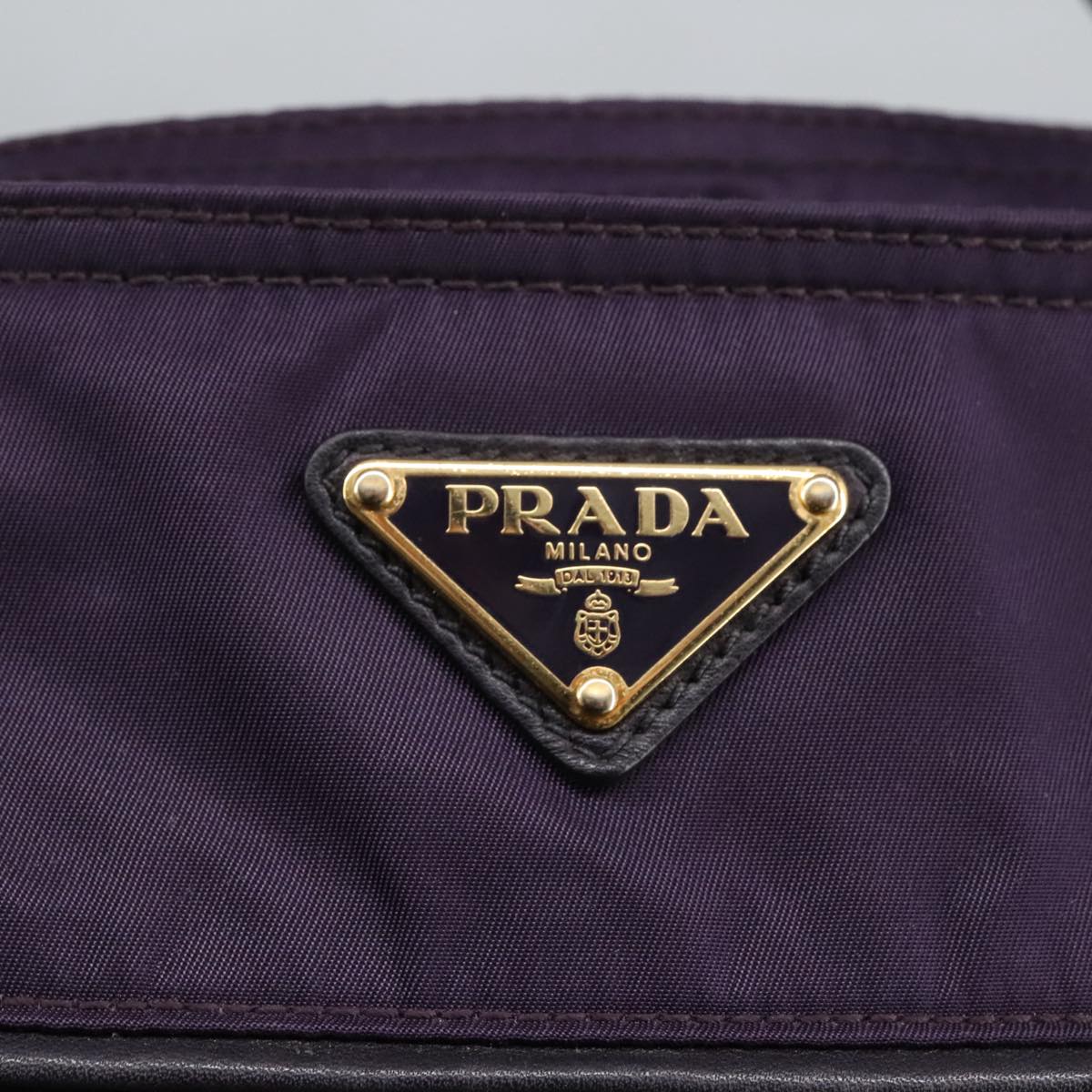 PRADA Hand Bag Nylon Purple Gold Auth ep6581