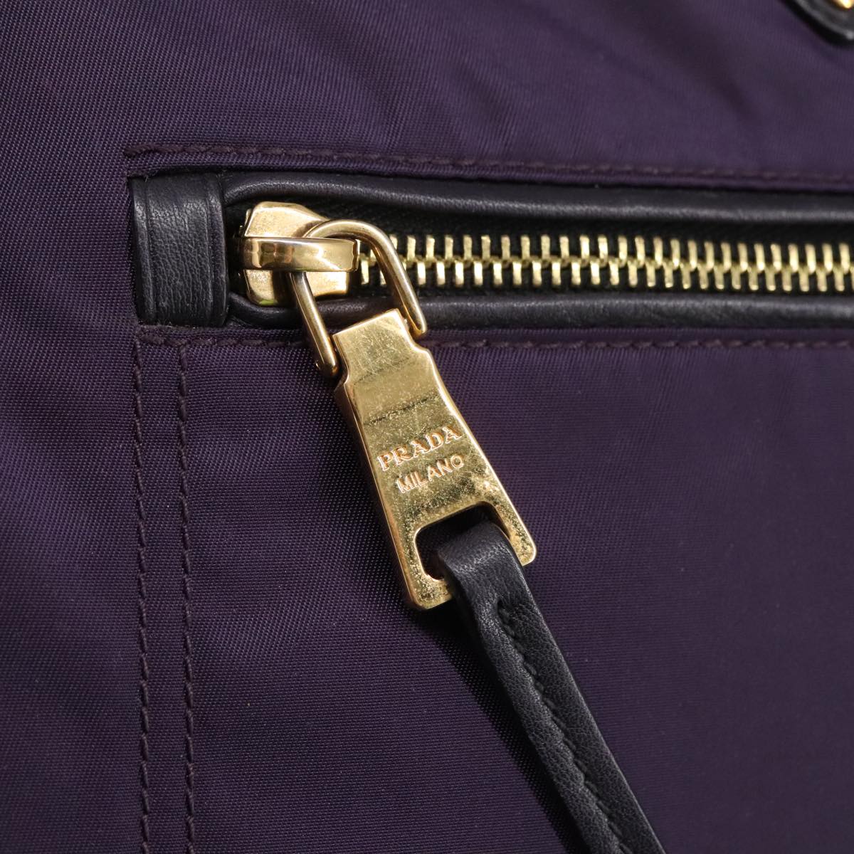 PRADA Hand Bag Nylon Purple Gold Auth ep6581