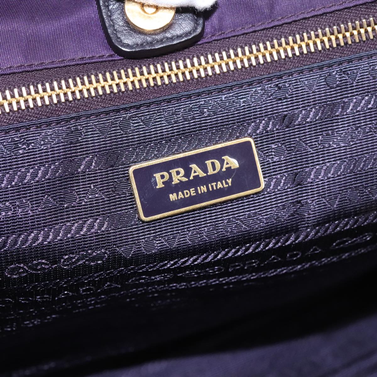 PRADA Hand Bag Nylon Purple Gold Auth ep6581