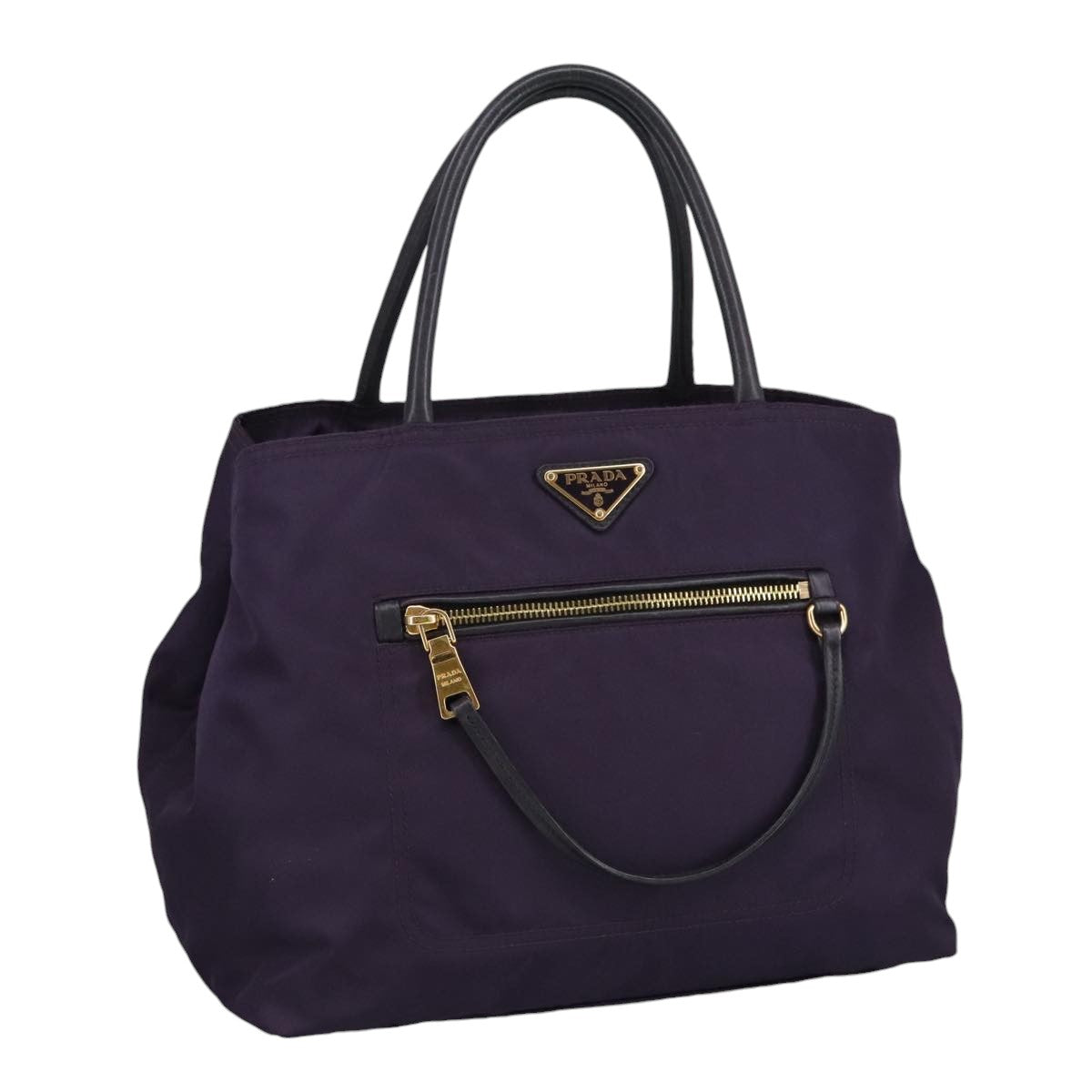 PRADA Hand Bag Nylon Purple Gold Auth ep6581