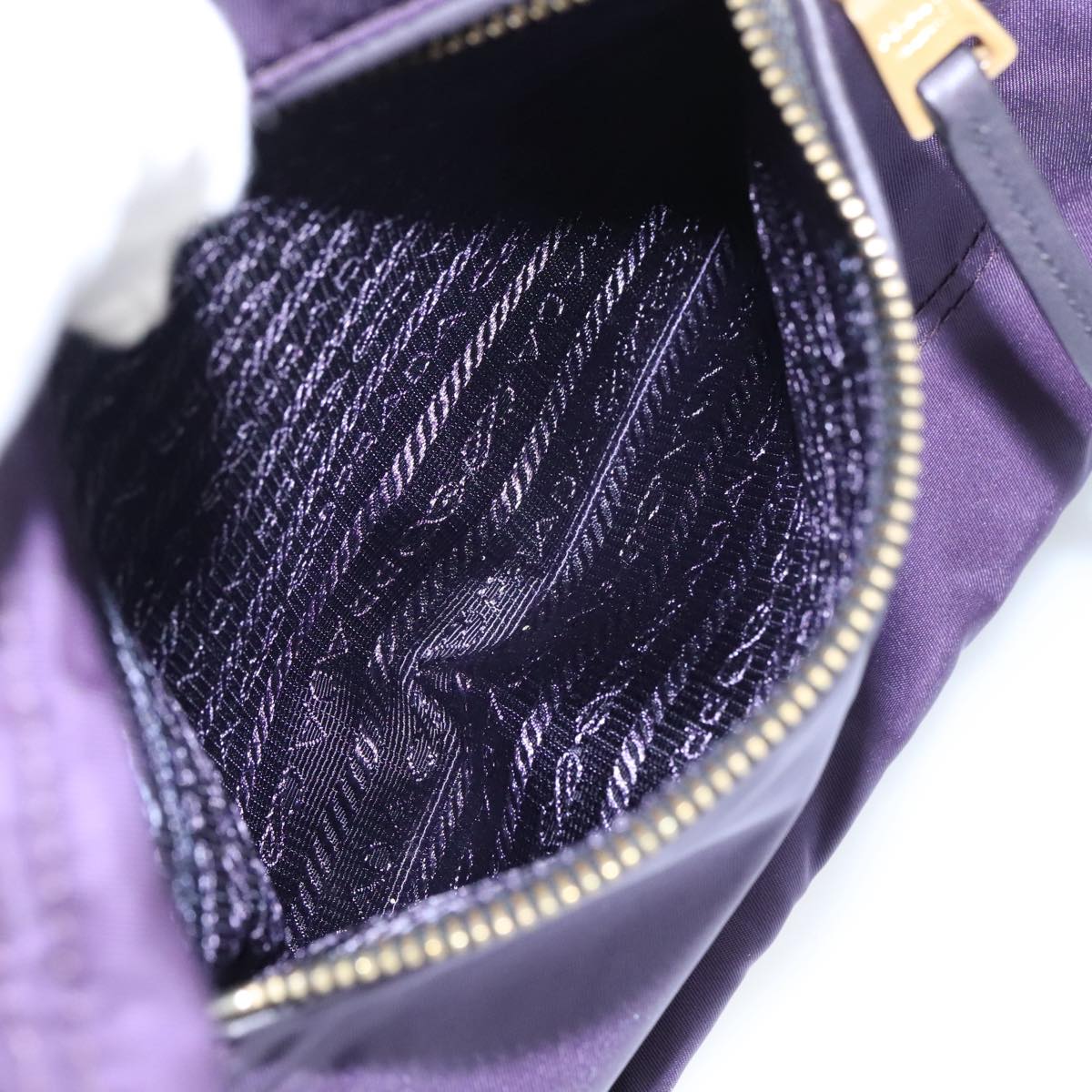 PRADA Hand Bag Nylon Purple Gold Auth ep6581