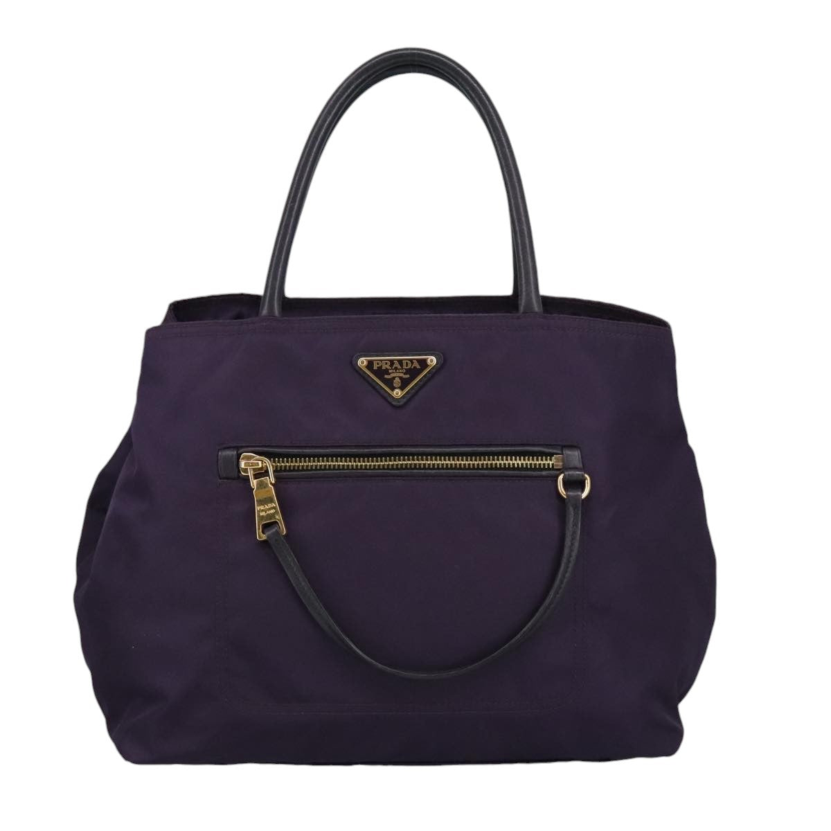 PRADA Hand Bag Nylon Purple Gold Auth ep6581