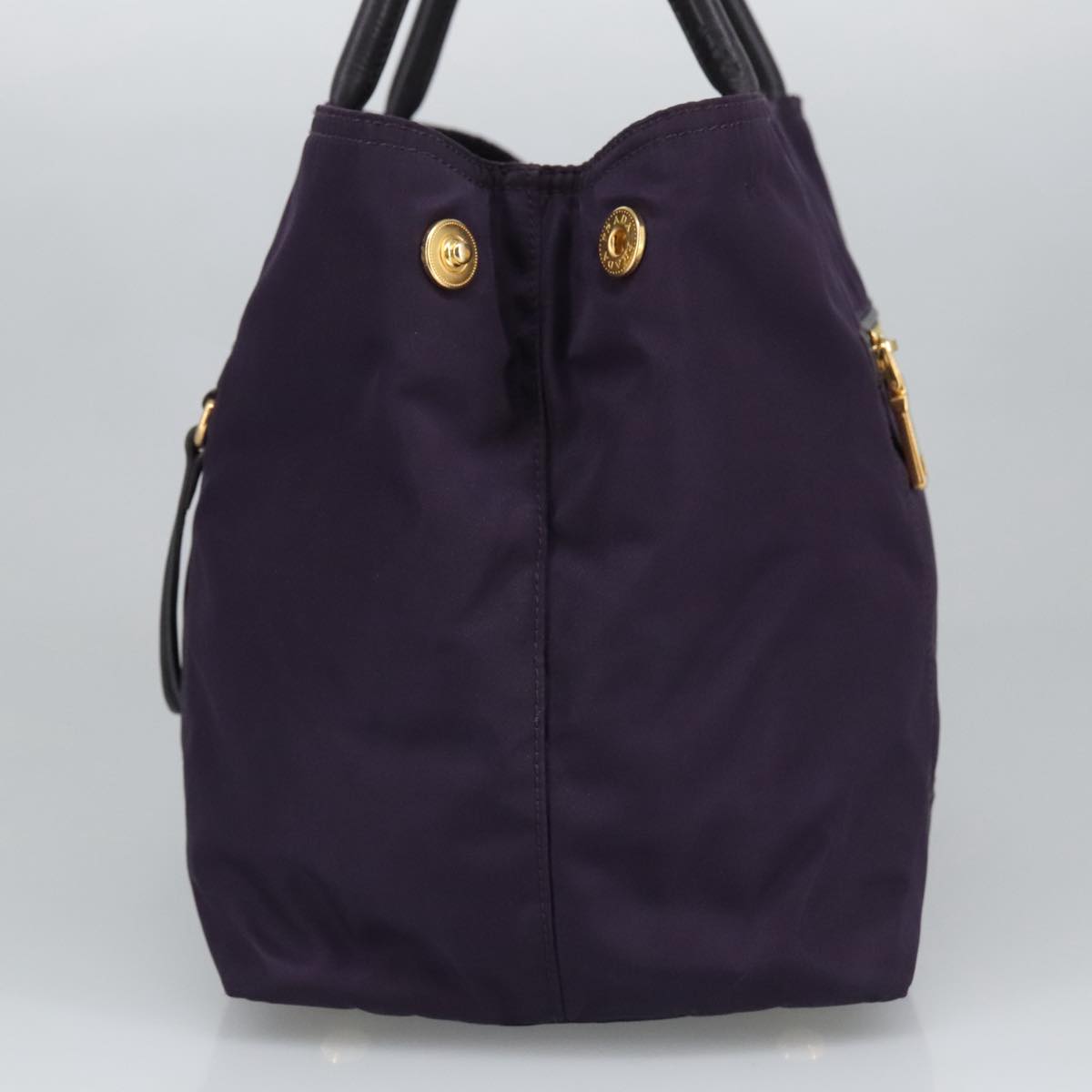 PRADA Hand Bag Nylon Purple Gold Auth ep6581