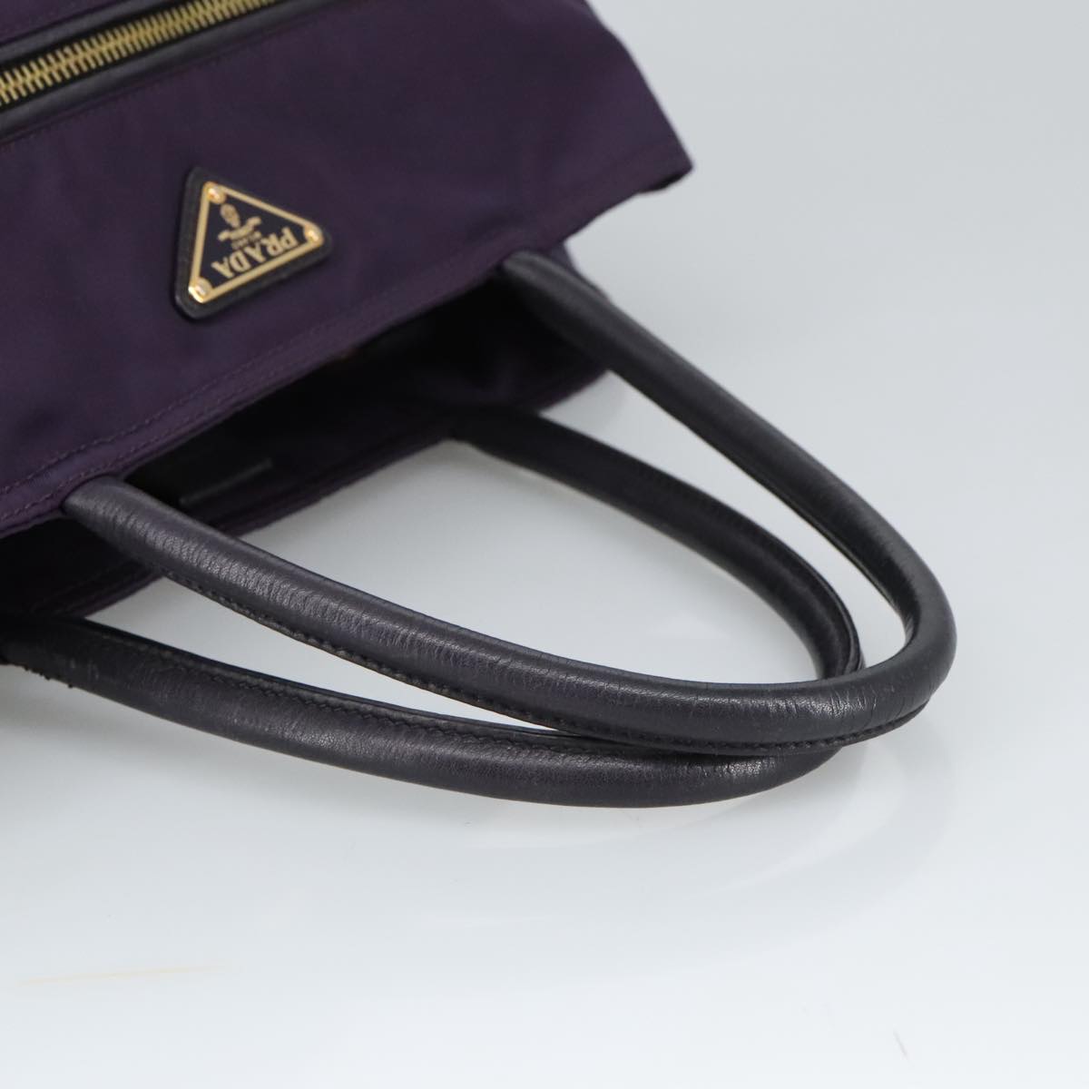 PRADA Hand Bag Nylon Purple Gold Auth ep6581