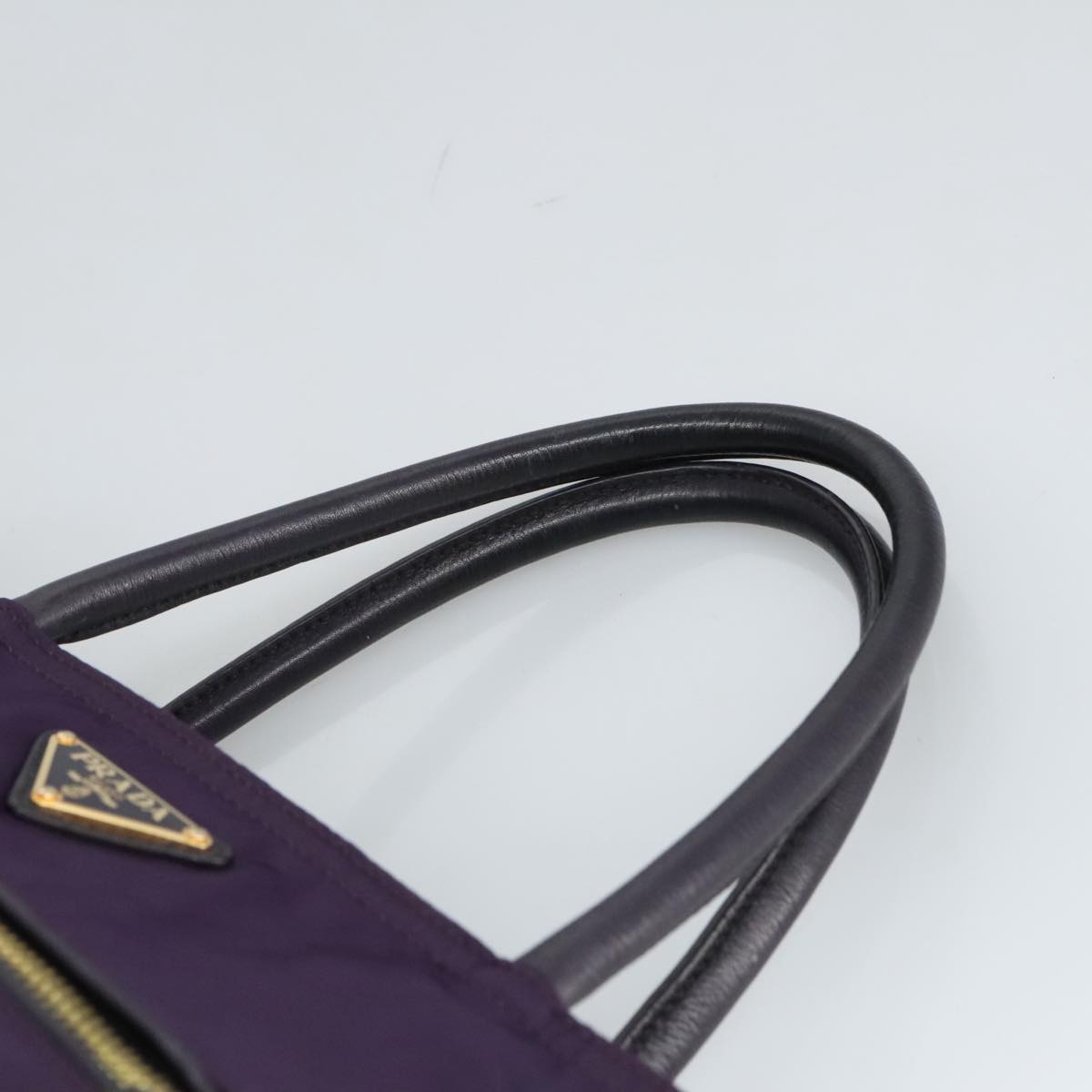 PRADA Hand Bag Nylon Purple Gold Auth ep6581