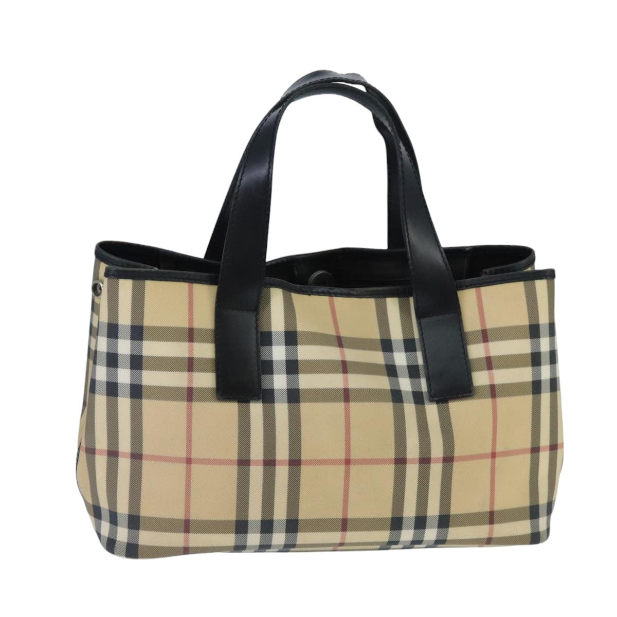 BURBERRY Nova Check Hand Bag PVC Beige Auth ep6583