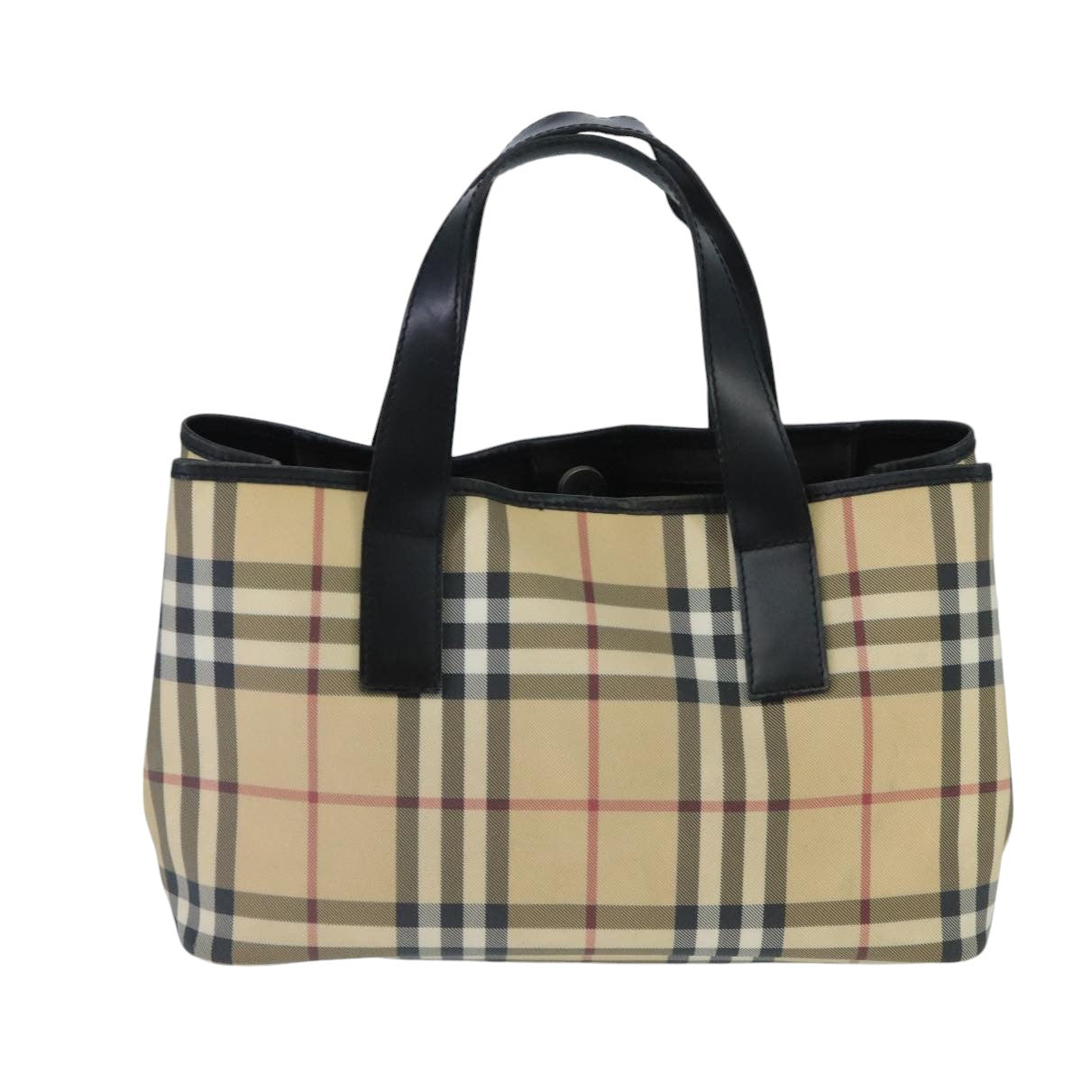 BURBERRY Nova Check Hand Bag PVC Beige Auth ep6583