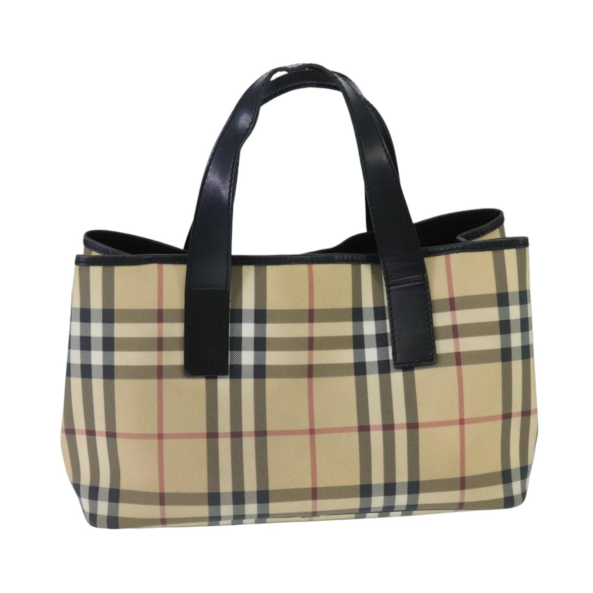 BURBERRY Nova Check Hand Bag PVC Beige Auth ep6583 - 0