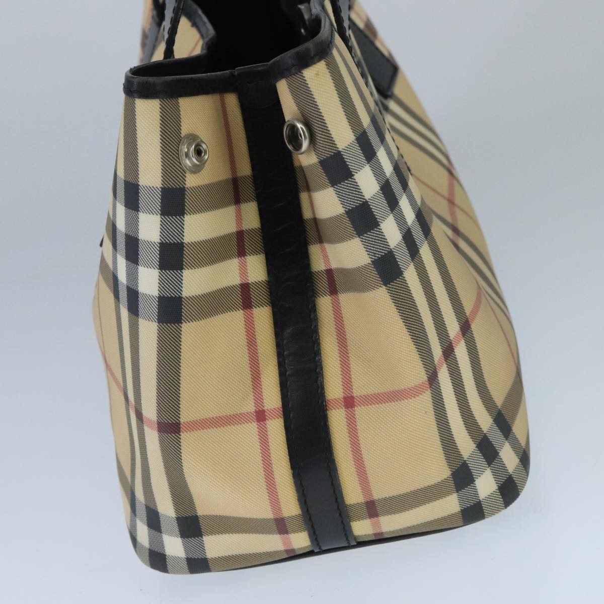 BURBERRY Nova Check Hand Bag PVC Beige Auth ep6583