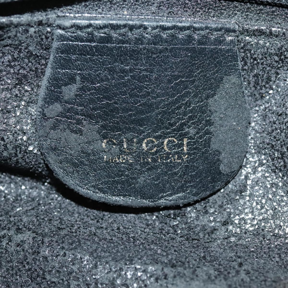 GUCCI Bamboo Hand Bag Suede Leather 2way Black Gold 001 3444 1638 Auth ep6584