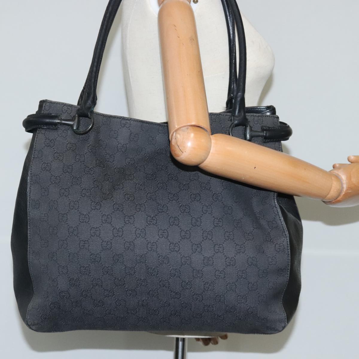 GUCCI GG Canvas Tote Bag Black 101346 Auth ep6586