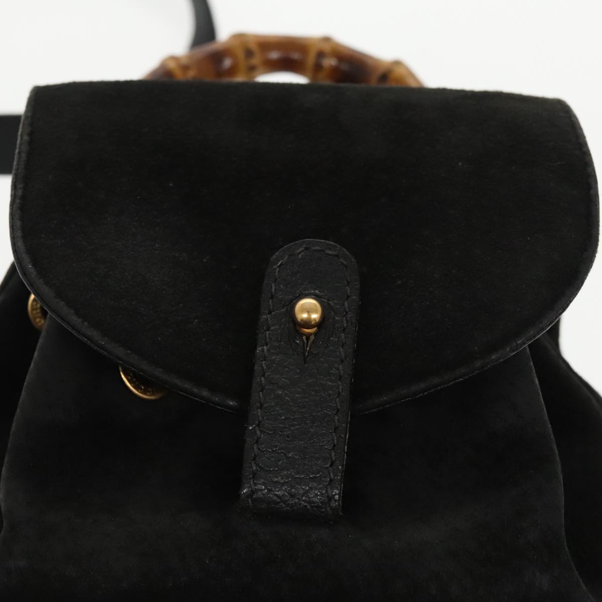 GUCCI Bamboo Backpack Suede Black Gold 003 1705 0030 Auth ep6590