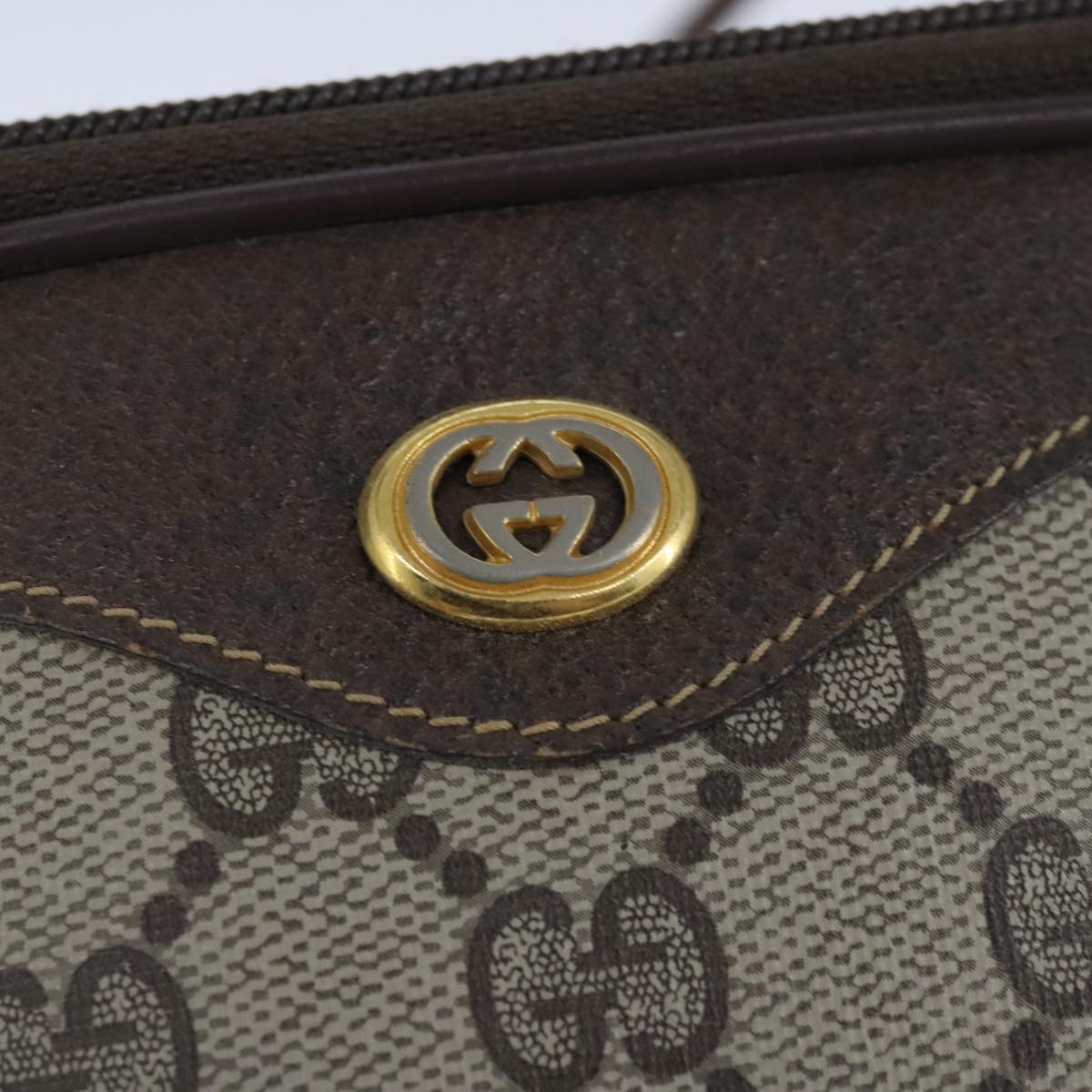 GUCCI GG Supreme Shoulder Bag PVC Leather Beige Gold 97 02 068 Auth ep6599