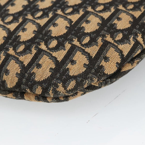 Christian Dior Trotter Canvas Shoulder Bag Navy Gold Auth ep6603