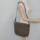 Christian Dior Trotter Canvas Shoulder Bag Navy Gold Auth ep6603-20