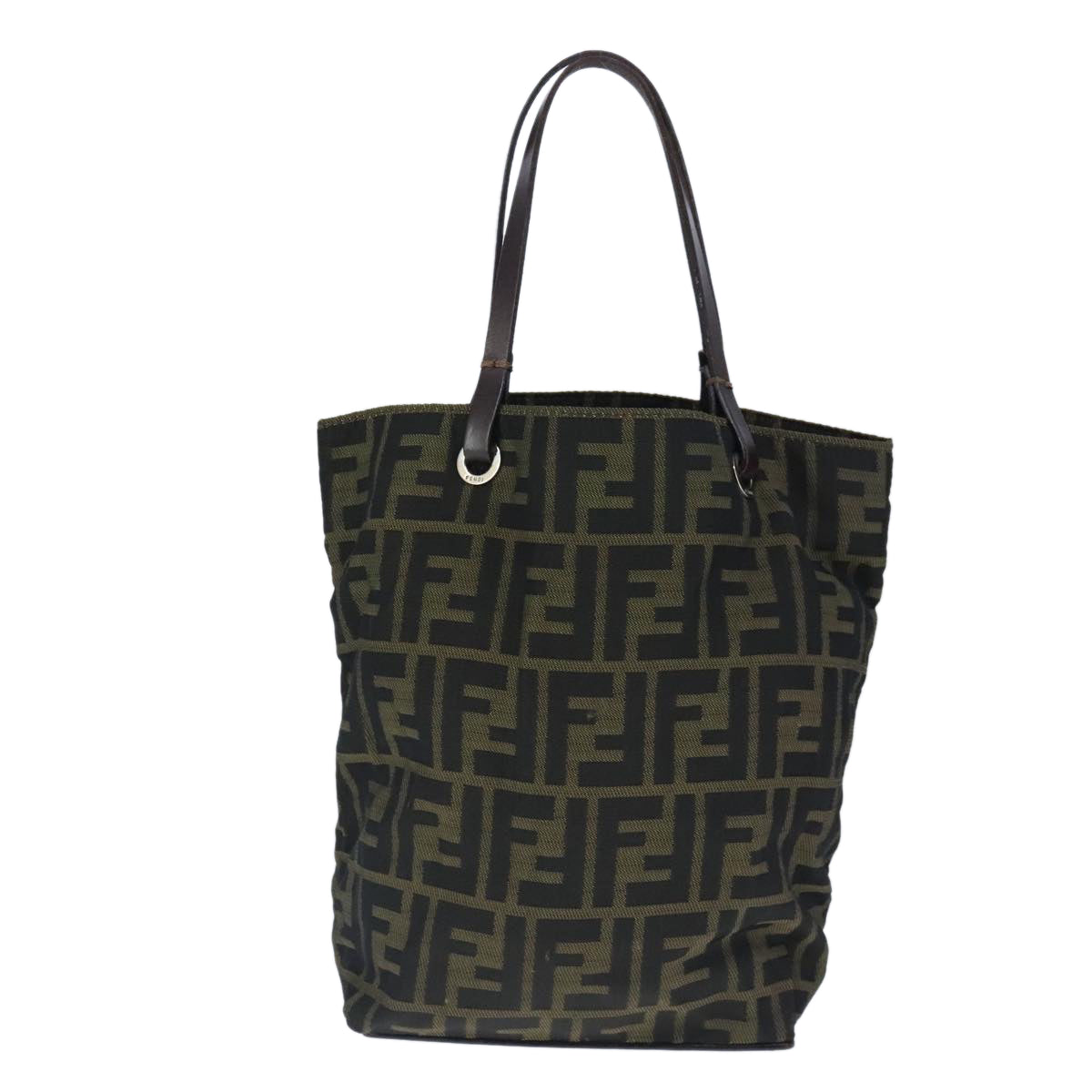 FENDI Zucca Canvas Hand Bag Brown Black Auth ep6607