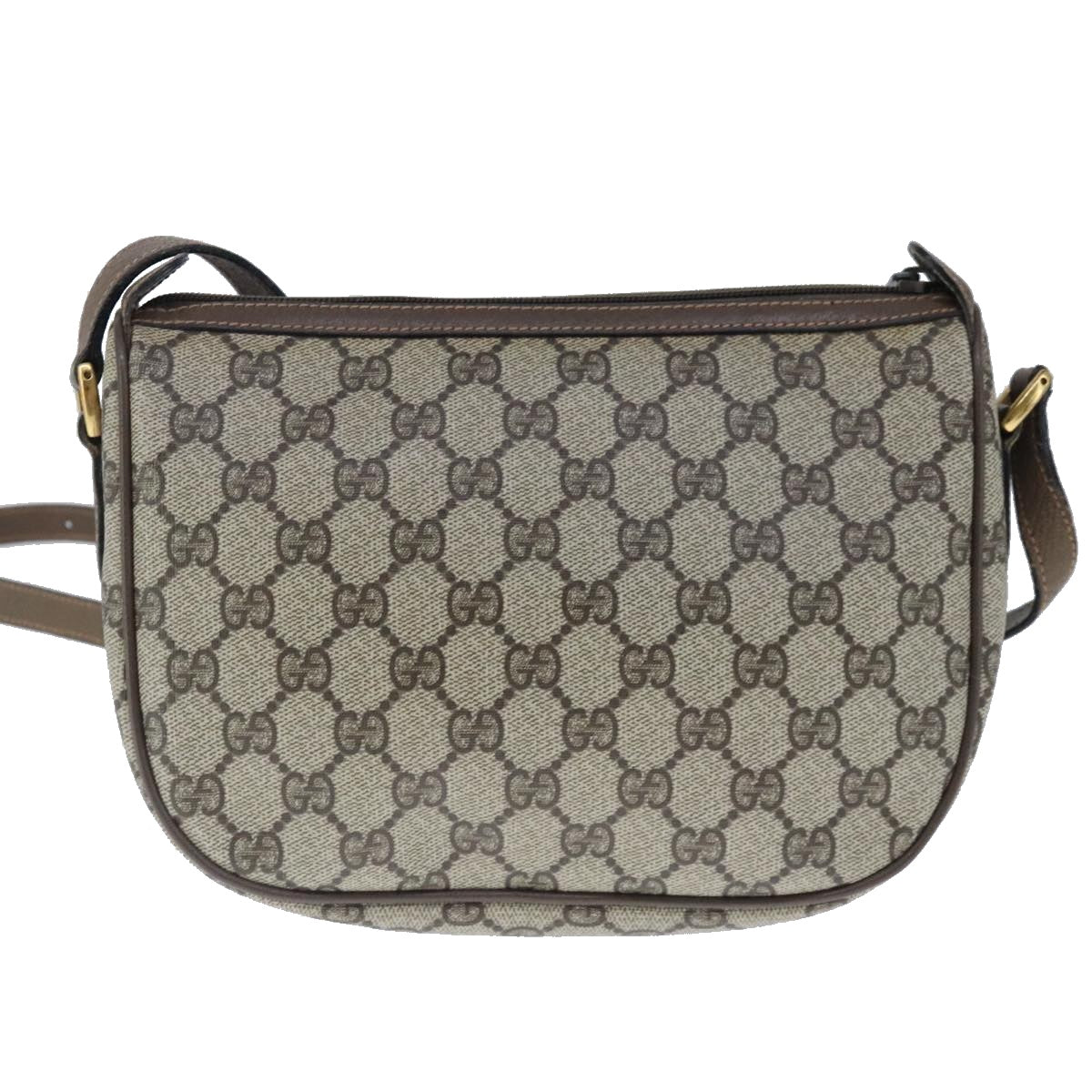 GUCCI GG Supreme Web Sherry Line Shoulder Bag PVC Leather Beige Auth ep6616 - 0