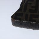 FENDI Celeria Zucca Canvas Shoulder Bag Black Brown Auth ep6625-8