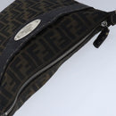 FENDI Celeria Zucca Canvas Shoulder Bag Black Brown Auth ep6625-6