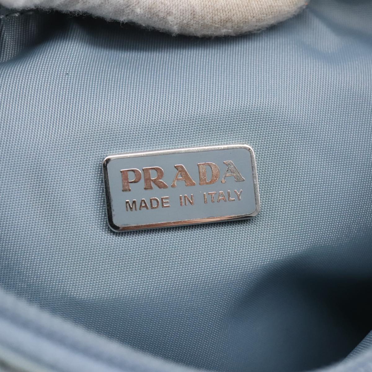 PRADA Mini Hand Bag Nylon Blue Silver Auth ep6626