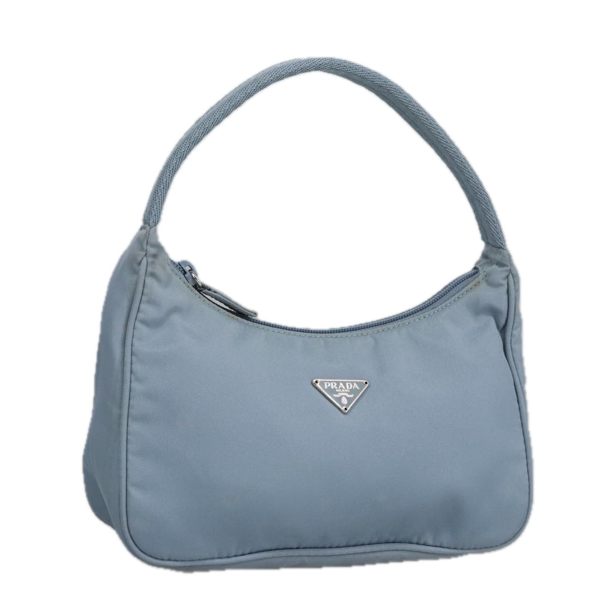 PRADA Mini Hand Bag Nylon Blue Silver Auth ep6626