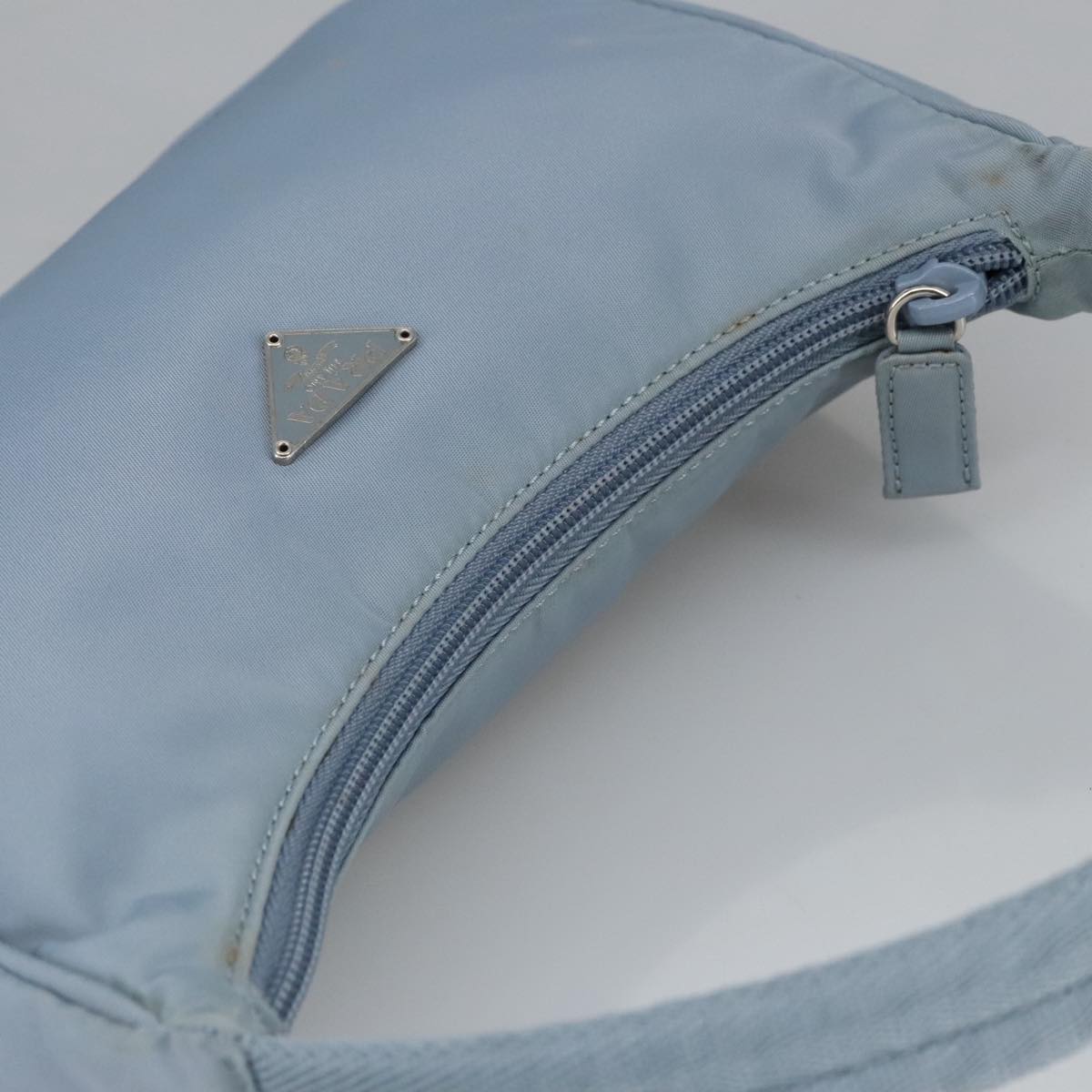 PRADA Mini Hand Bag Nylon Blue Silver Auth ep6626