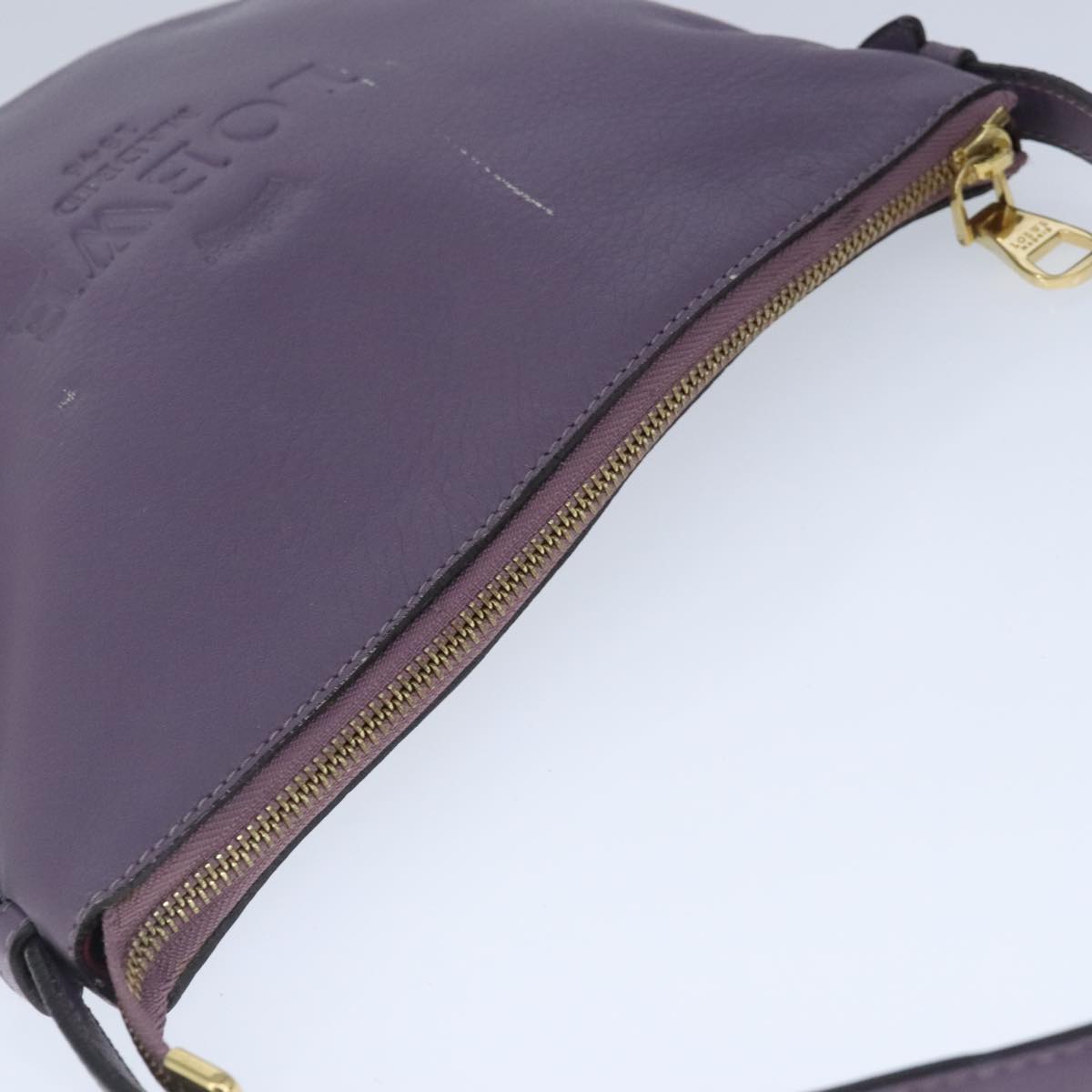 LOEWE Shoulder Bag Leather Purple Auth ep6631