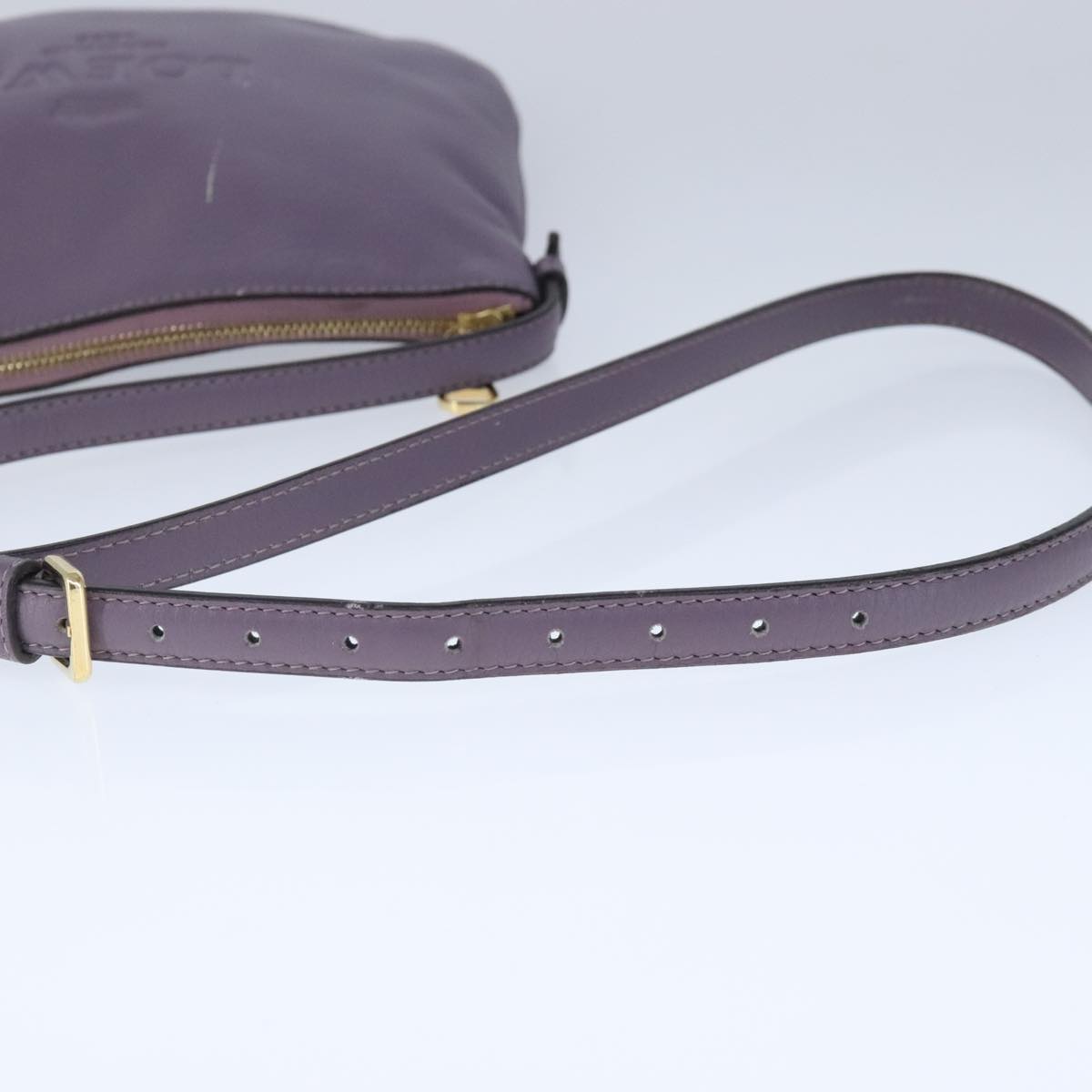 LOEWE Shoulder Bag Leather Purple Auth ep6631