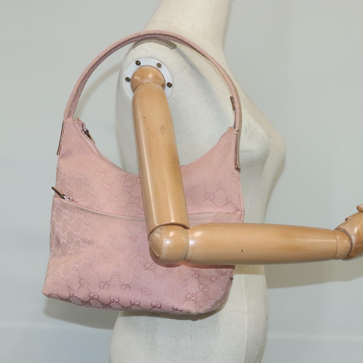 GUCCI GG Canvas Shoulder Bag Pink 001 3386 Auth ep6633