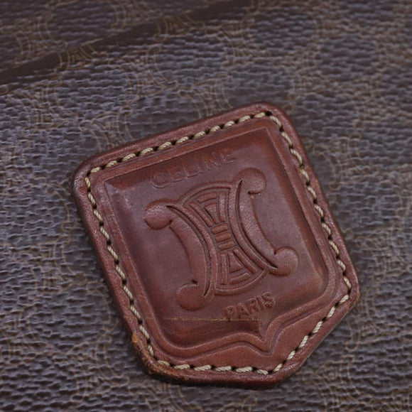 CELINE Macadam Canvas Shoulder Bag PVC Leather Brown Auth ep6637