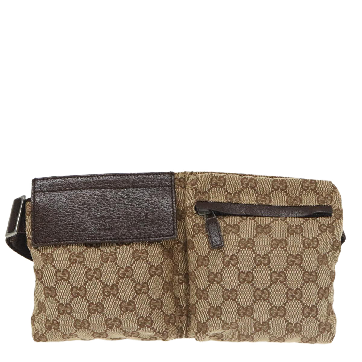 GUCCI GG Canvas Waist bag Beige Silver 28566 Auth ep6652 - 0