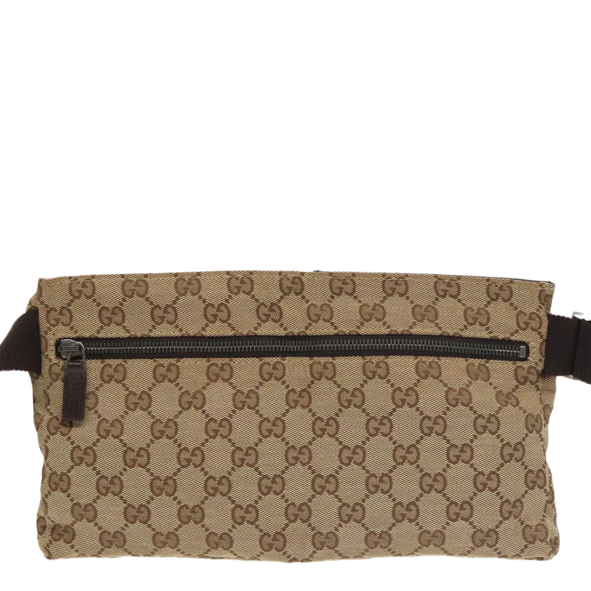 GUCCI GG Canvas Waist bag Beige Silver 28566 Auth ep6652