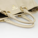 PRADA Tote Bag Leather White Gold Auth ep6660-17