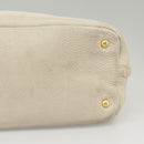PRADA Tote Bag Leather White Gold Auth ep6660-20