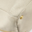 PRADA Tote Bag Leather White Gold Auth ep6660-22