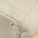 PRADA Tote Bag Leather White Gold Auth ep6660-23