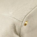 PRADA Tote Bag Leather White Gold Auth ep6660-24