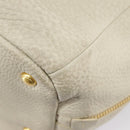 PRADA Tote Bag Leather White Gold Auth ep6660-25